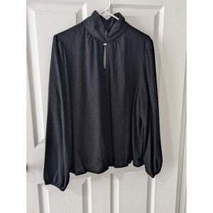 Nine West Sequin Long Sleeve Blouse Women's Size XXL Black